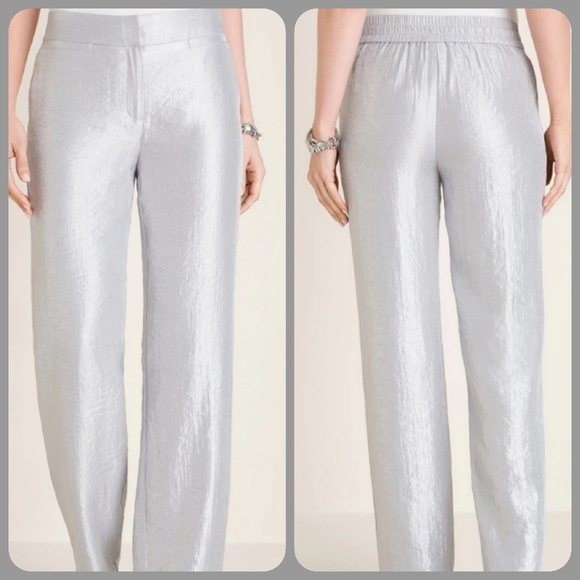 Chico's Silver Welt Pocket Elastic Waist Pants - Picture 2 of 2